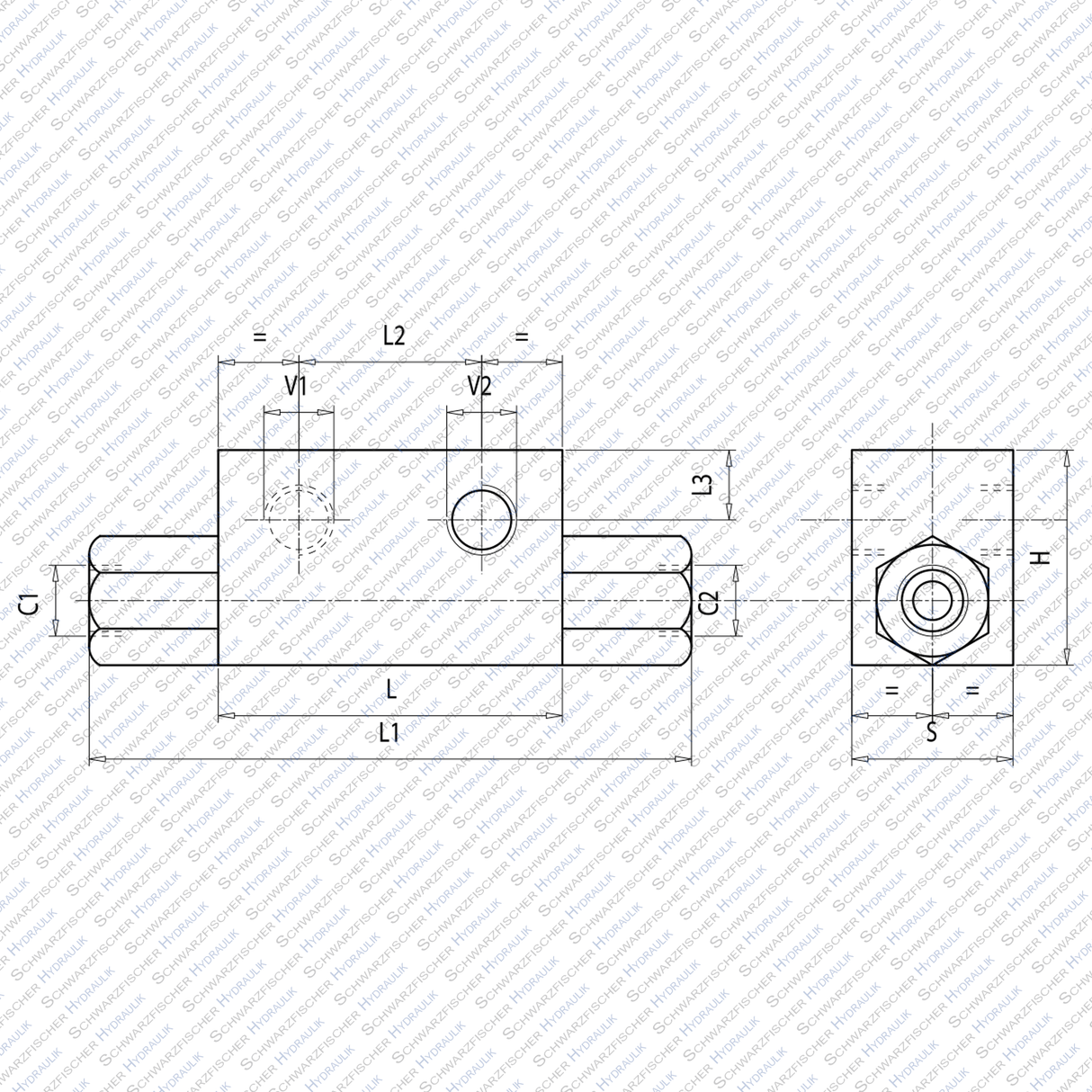 Hydraulik Ventil Sperrblock entsperrbares Rückschlagventil doppeltwirkend VBPDE von Schwarzfischer Hydraulik