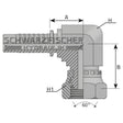 Standard Pressarmatur DKR 90° Bogen Kompakt (BSPP - Gewinde) von Schwarzfischer Hydraulik