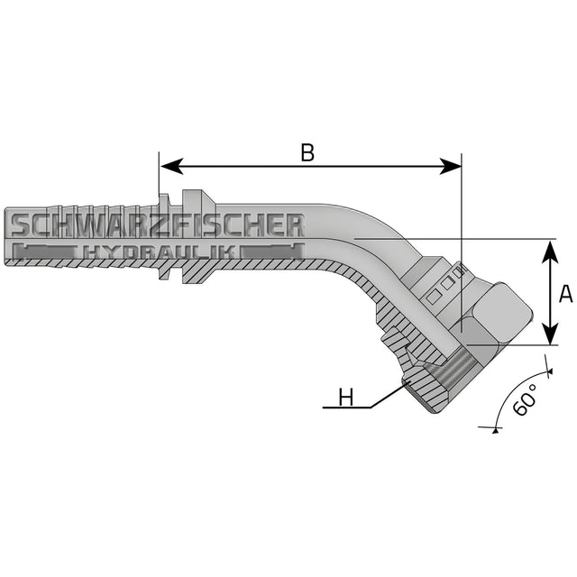 Standard Pressarmatur DKR 45° Bogen 60° Konus (BSPP - Gewinde) von Schwarzfischer Hydraulik