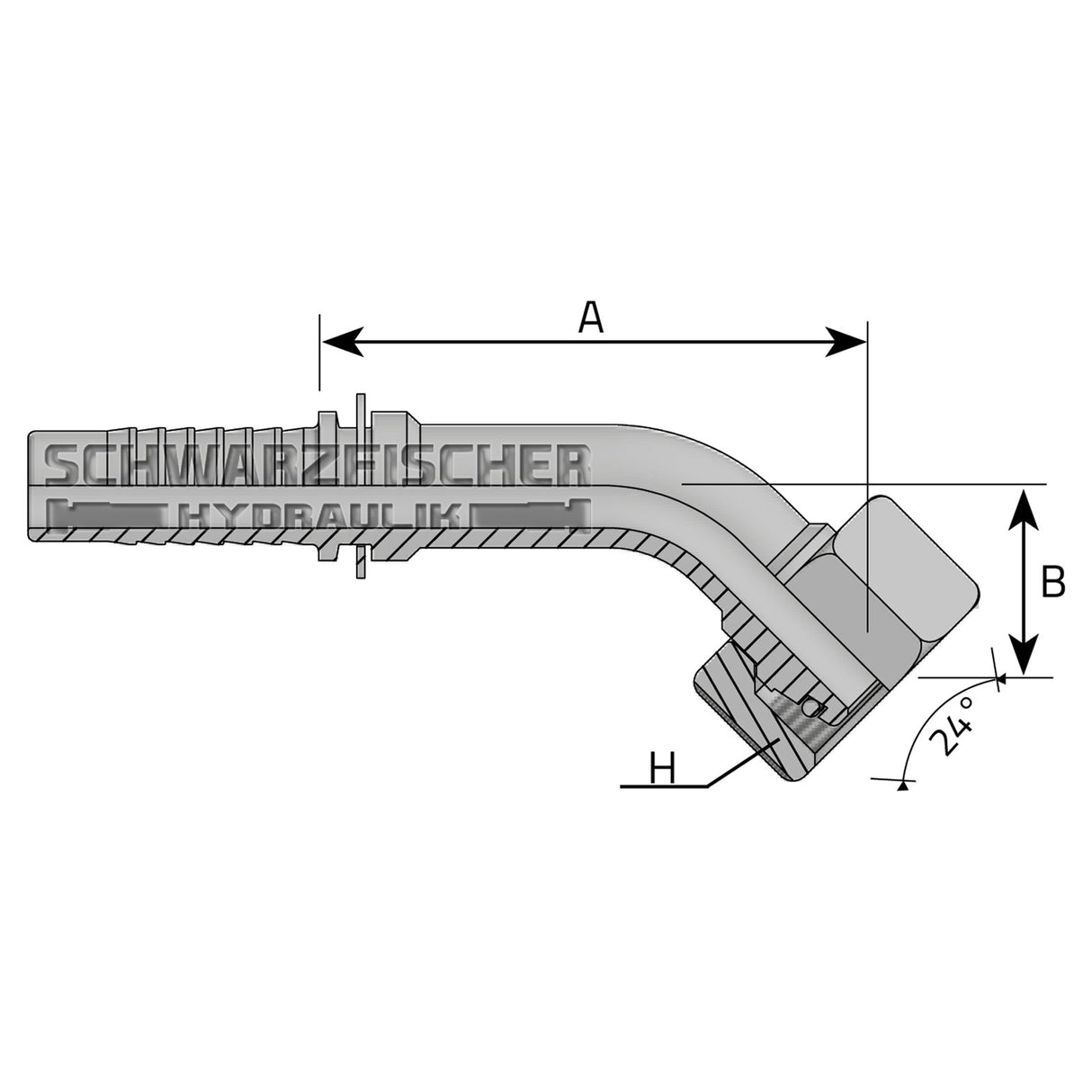 Standard Pressarmatur DKOL 45° Bogen Innengewinde mit O - ring 24° Konus (Metrisch) von Schwarzfischer Hydraulik