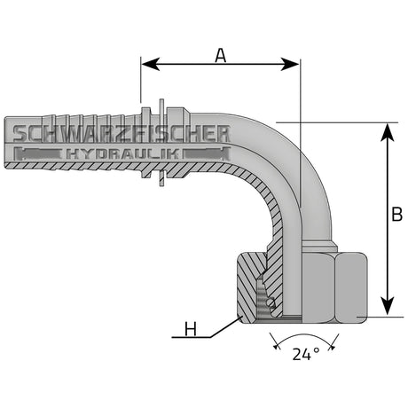 Standard Pressarmatur DKOS 90° Bogen Innengewinde mit O - ring 24° Konus (Metrisch) von Schwarzfischer Hydraulik