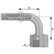 Standard Pressarmatur DK 90° Bogen ORFS UNF Stirndichtend von Schwarzfischer Hydraulik