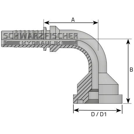 Standard Pressarmatur 90° Flanschanschluss 3000 PSI - Einteilig von Schwarzfischer Hydraulik