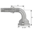 Standard Pressarmatur 90° Flanschanschluss 6000 PSI - Einteilig von Schwarzfischer Hydraulik