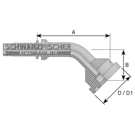 Standard Pressarmatur 45° Flanschanschluss 6000 PSI - Einteilig von Schwarzfischer Hydraulik