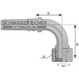 Interlock Pressarmatur DKR 90° Bogen mit O - Ring+gestiftete Überwurfmutter (BSPP - Gewinde) von Schwarzfischer Hydraulik