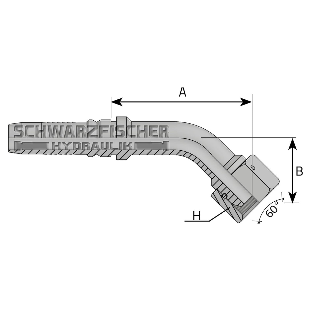 Interlock Pressarmatur DKR 45° Bogen mit O - Ring+gestiftete Überwurfmutter (BSPP - Gewinde) von Schwarzfischer Hydraulik