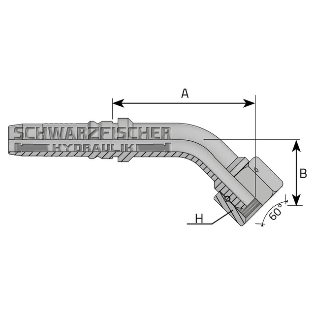 Interlock Pressarmatur DKR 45° Bogen mit O - Ring+gestiftete Überwurfmutter (BSPP - Gewinde) von Schwarzfischer Hydraulik