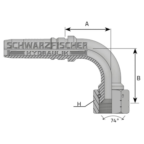 Interlock Pressarmatur DKJ 90° Bogen 37° Dichtkopf+gestiftete Überwurfmutter (UNF - Gewinde) von Schwarzfischer Hydraulik