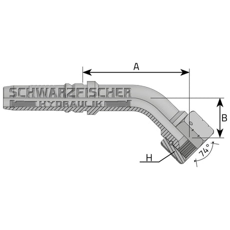 Interlock Pressarmatur DKJ 45° Bogen 37° Dichtkopf+gestiftete Überwurfmutter (UNF - Gewinde) von Schwarzfischer Hydraulik