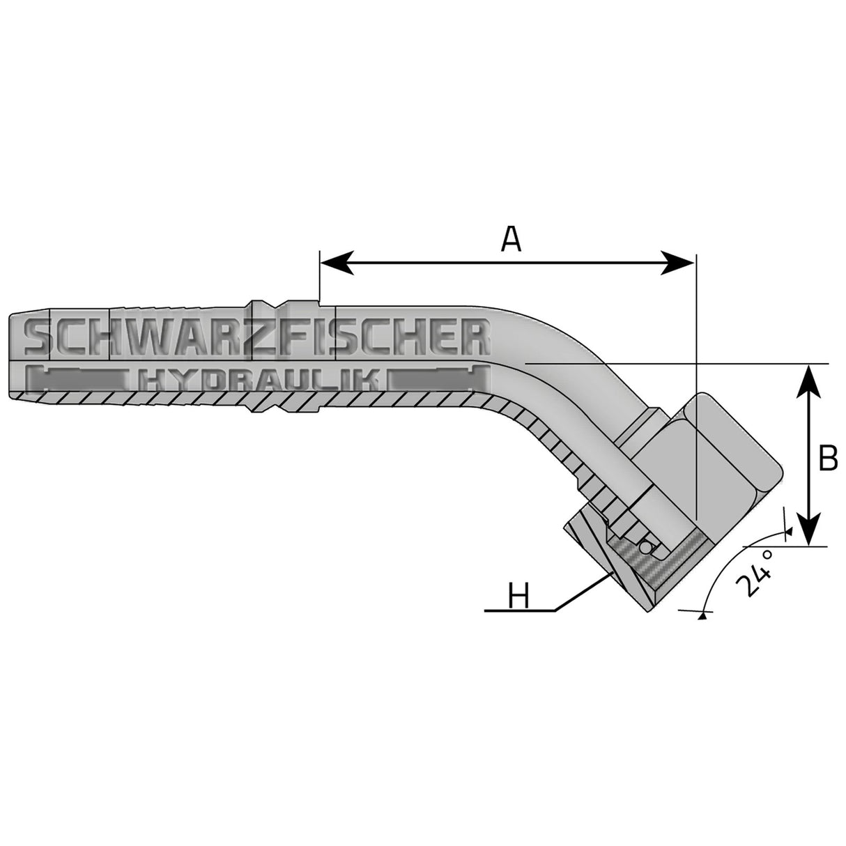 Interlock Pressarmatur DKOS 45° Bogen Innengewinde mit O - Ring 24° Konus (Metrisch) von Schwarzfischer Hydraulik