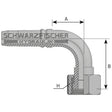 Interlock Pressarmatur DK 90° Bogen ORFS - UNF Stirndichtend von Schwarzfischer Hydraulik