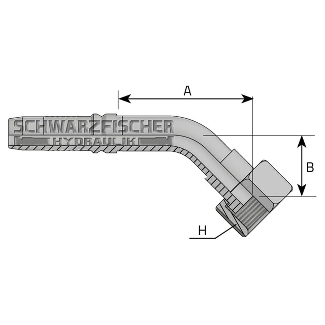 Interlock Pressarmatur DK 45° Bogen ORFS - UNF Stirndichtend von Schwarzfischer Hydraulik