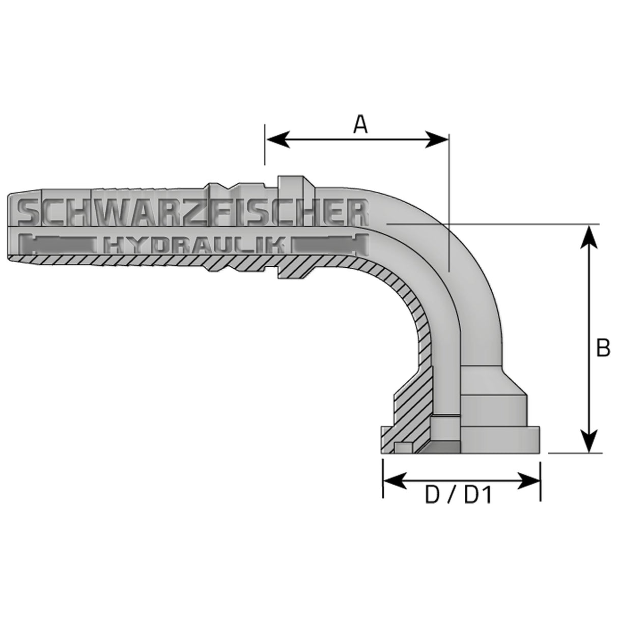 Interlock Pressarmatur 90° Flanschanschluss 3000 PSI - Einteilig von Schwarzfischer Hydraulik