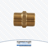 Doppelnippel flach dichtend in Messing von Schwarzfischer Hydraulik