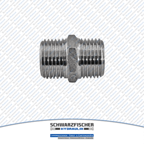 Doppelnippel flach dichtend in Edelstahl 1.4408 von Schwarzfischer Hydraulik