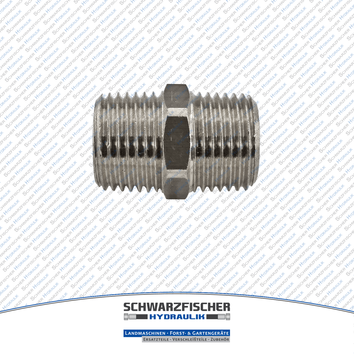 Doppelnippel mit R - Gewinde in Messing vernickelt von Schwarzfischer Hydraulik