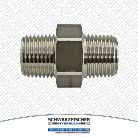 Doppelnippel trennbar aus Edelstahl / konisch oder flachdichtend von Schwarzfischer Hydraulik