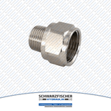 Gewindevergrößerung Fitting mit zölligem Gewinde aus Messing vernickelt von Schwarzfischer Hydraulik