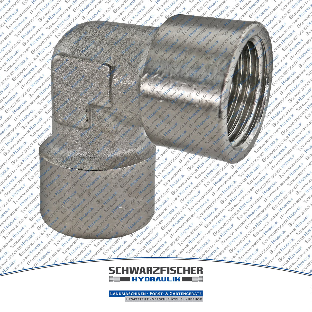 90° Winkel in Messing vernickelt von Schwarzfischer Hydraulik