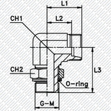 Einstellbare Winkelverschraubung mit Kontermutter und O - Ring Metrisches Einschraubgewinde zylindrisch WEE - M - OMD von Schwarzfischer Hydraulik